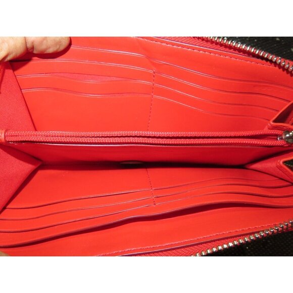 Coach Signature Floral Print Zip Around Accordion Wallet Durable Coated Canvas - Picture 7 of 9